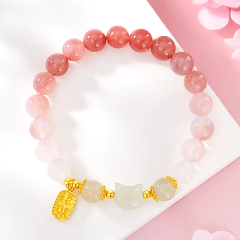 Lao Feng Xiang Hetian Jade Bracelets Lotus Root Powders Women's-3