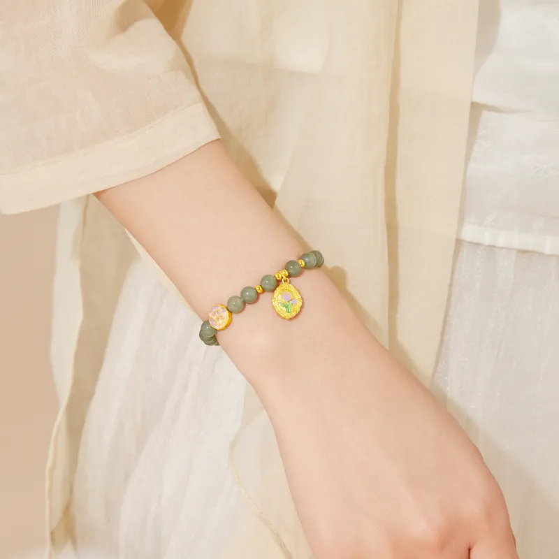 Lao Feng Xiang Beaded Bracelet Girl Jasper Women's-5