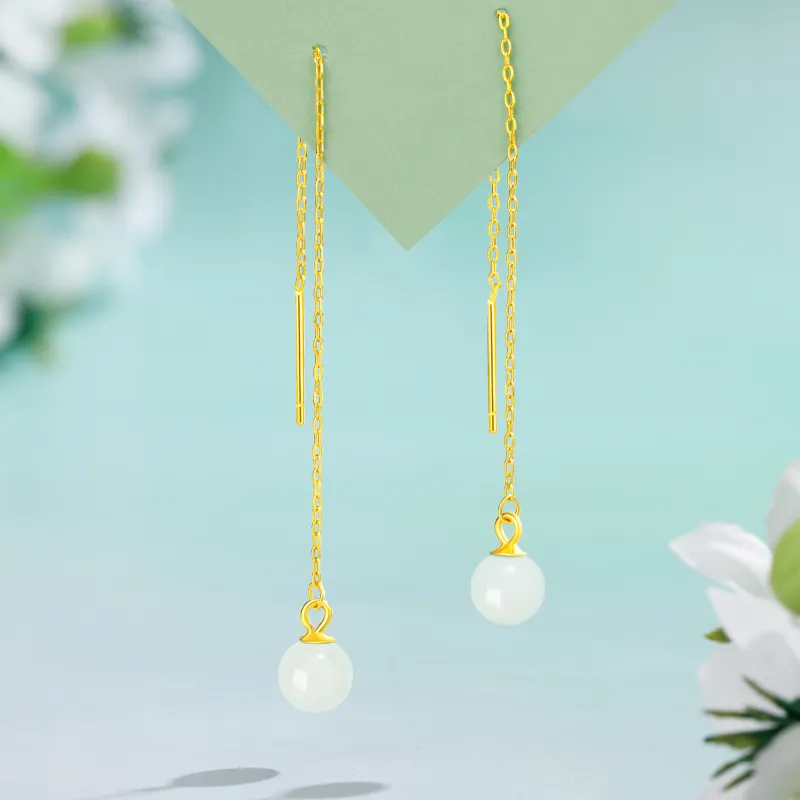 Lao Feng Xiang Chalcedony Jade Earrings Women's-7