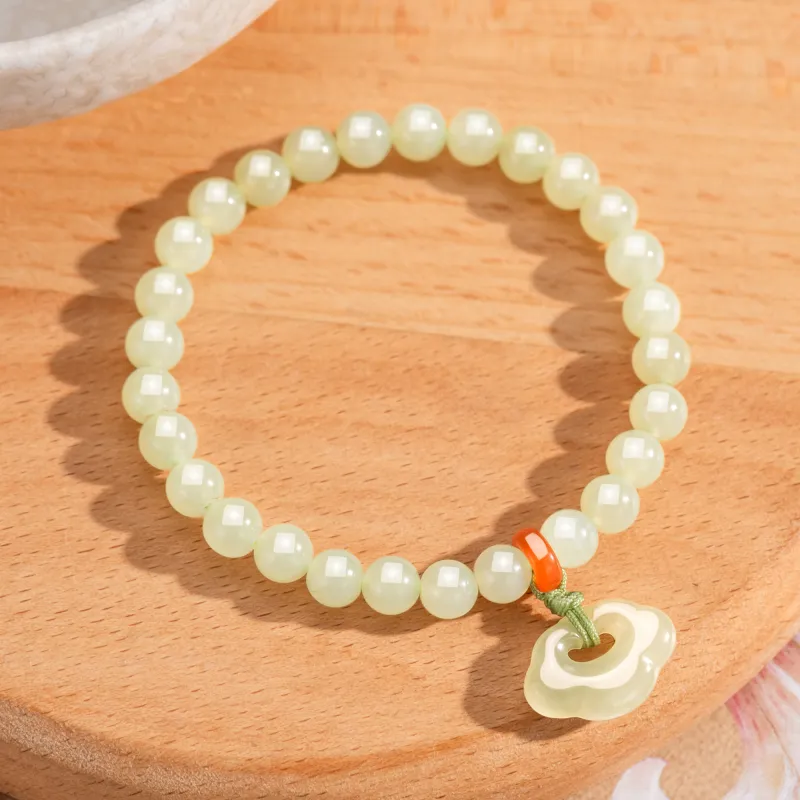 Lao Feng Xiang Hetian Jade Bracelets Green Jade Women's-2