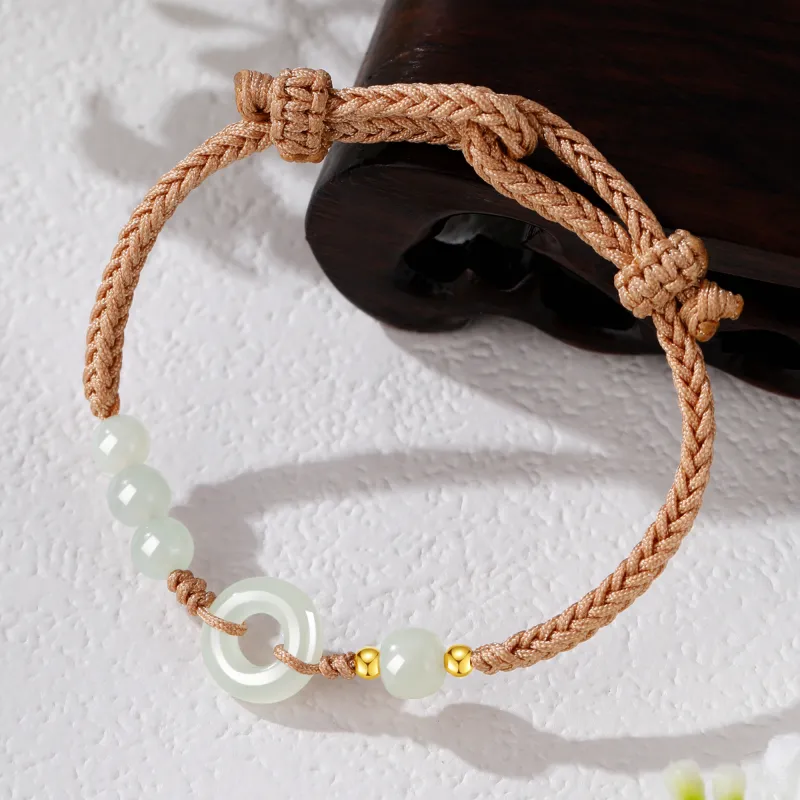 Lao Feng Xiang Hetian Jade Bracelets Green Jade Women's-5