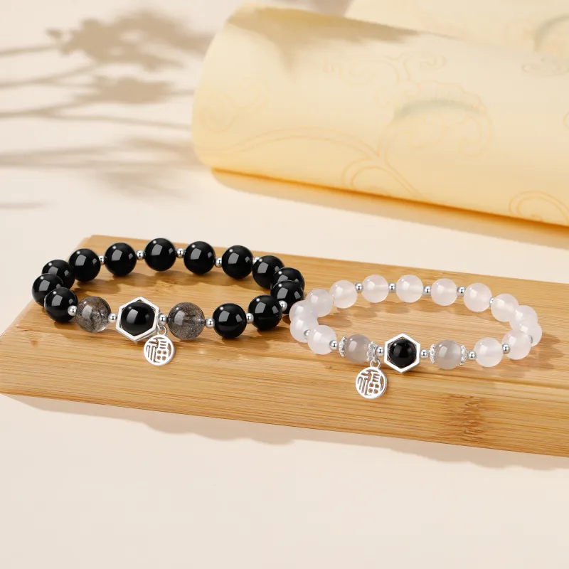 Lao Feng Xiang Obsidian Jade Bracelets Unisex-13