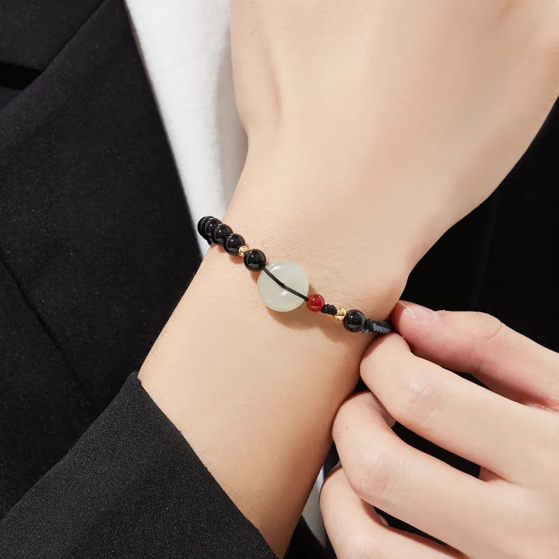 Lao Feng Xiang Hetian Jade Bracelets Green Jade Unisex-1