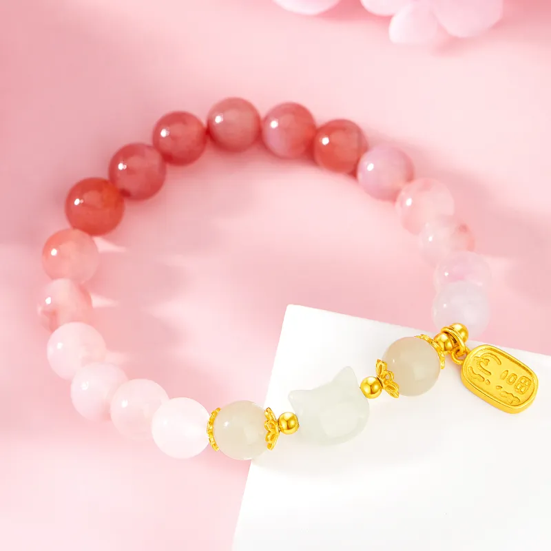 Lao Feng Xiang Hetian Jade Bracelets Lotus Root Powders Women's-5