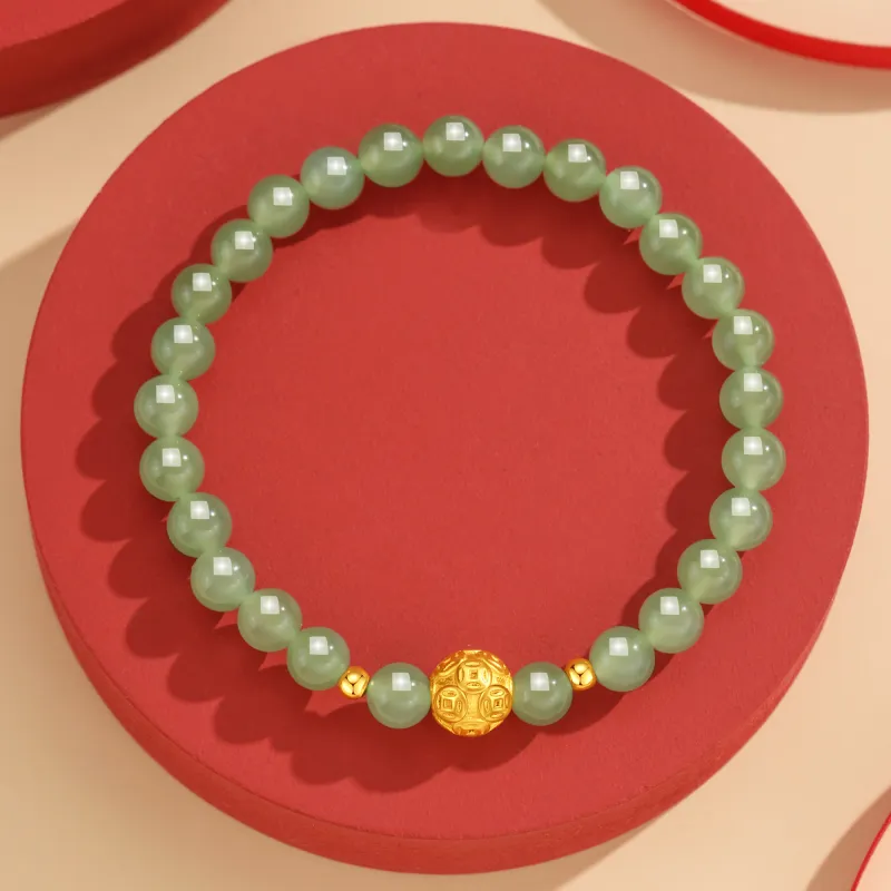 Lao Feng Xiang Hetian Jade Bracelets Green Jade Women's-6