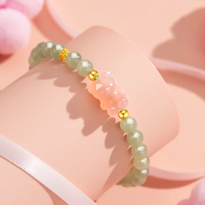 Lao Feng Xiang Hetian Jade Bracelets Green Jade Women's-6