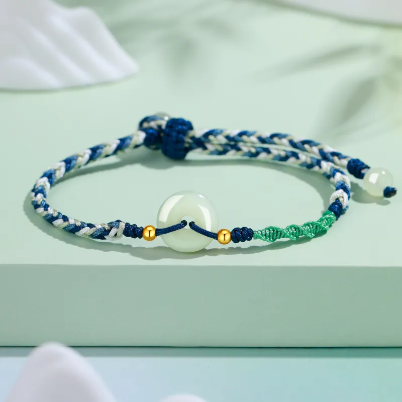 Lao Feng Xiang Hetian Jade Bracelets Pale Greenish White Jade Women's-2