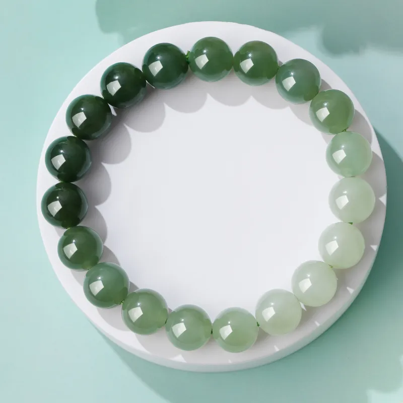 Lao Feng Xiang Hetian Jade Bracelets Green Jade Women's-2