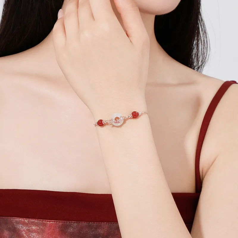 Lao Feng Xiang Hetian Jade Bracelets White Jade Women's-6