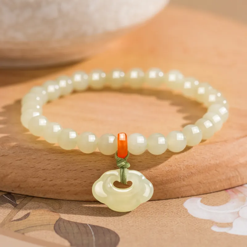 Lao Feng Xiang Hetian Jade Bracelets Green Jade Women's-1
