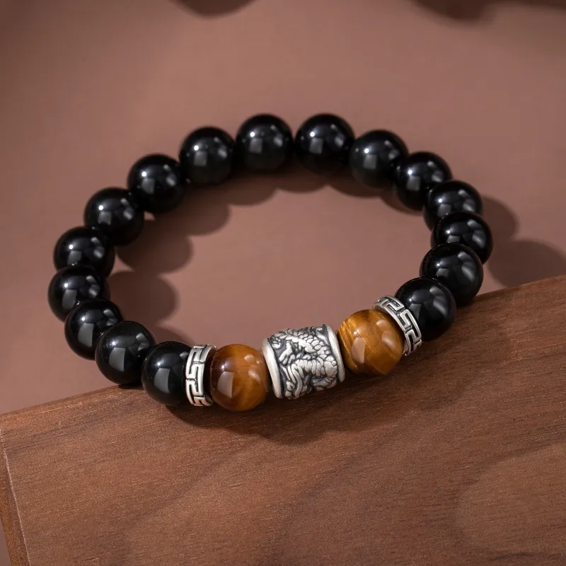Lao Feng Xiang Obsidian Jade Bracelets Men's-4