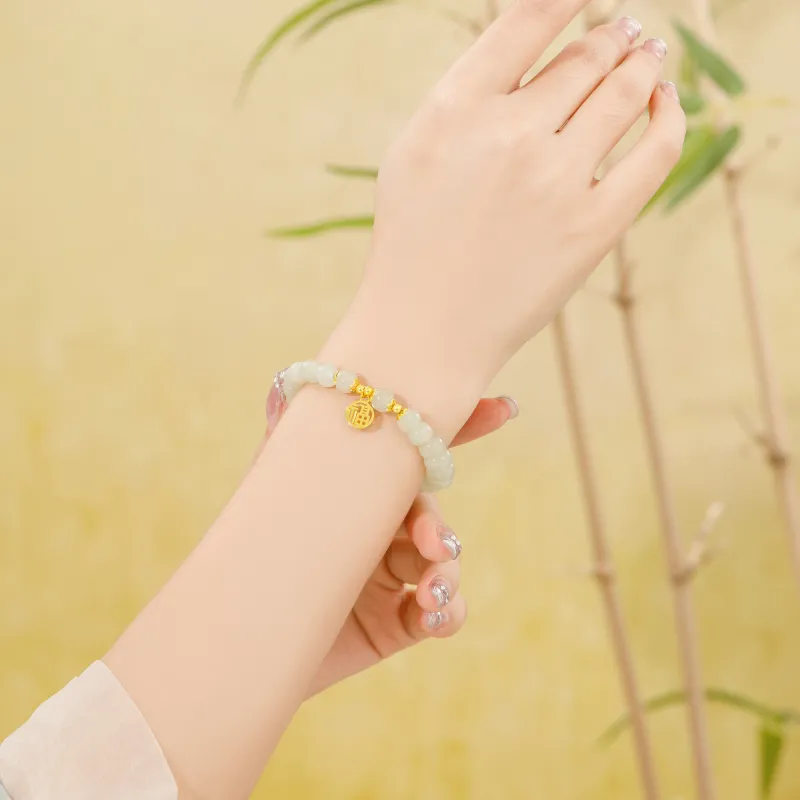 Lao Feng Xiang Bracelets Green Jade Women's-5