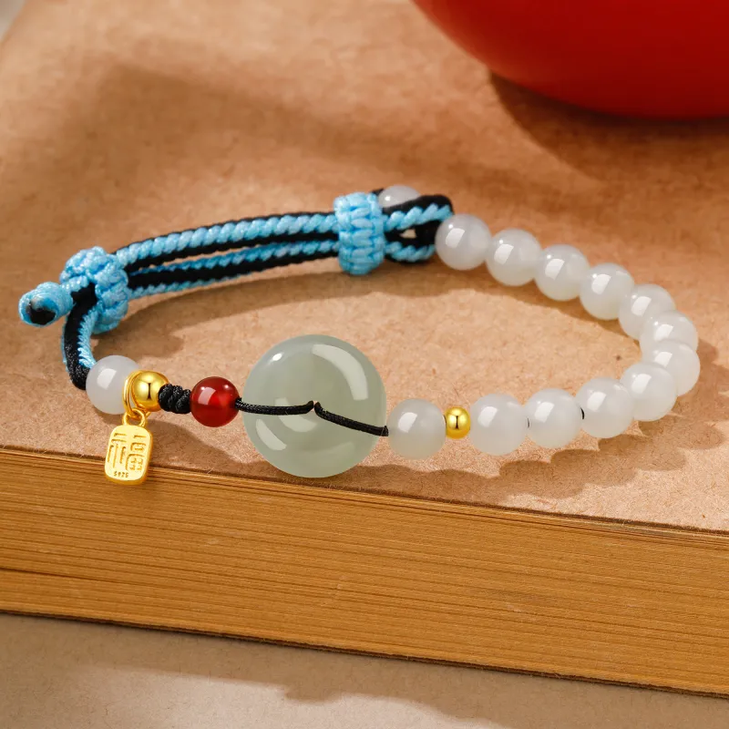 Lao Feng Xiang Hetian Jade Bracelets Green Jade Unisex-9