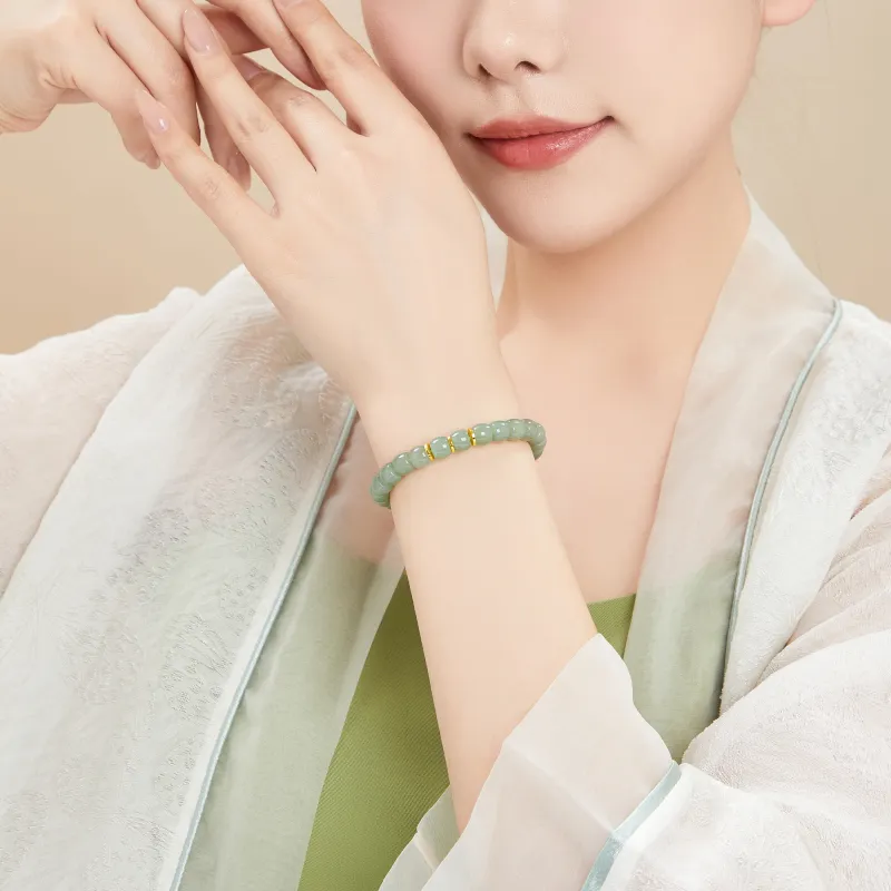 Lao Feng Xiang Hetian Jade Bracelets Green Jade Women's-6