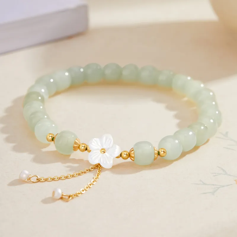 Lao Feng Xiang Hetian Jade Bracelets Pale Greenish White Jade Women's-3