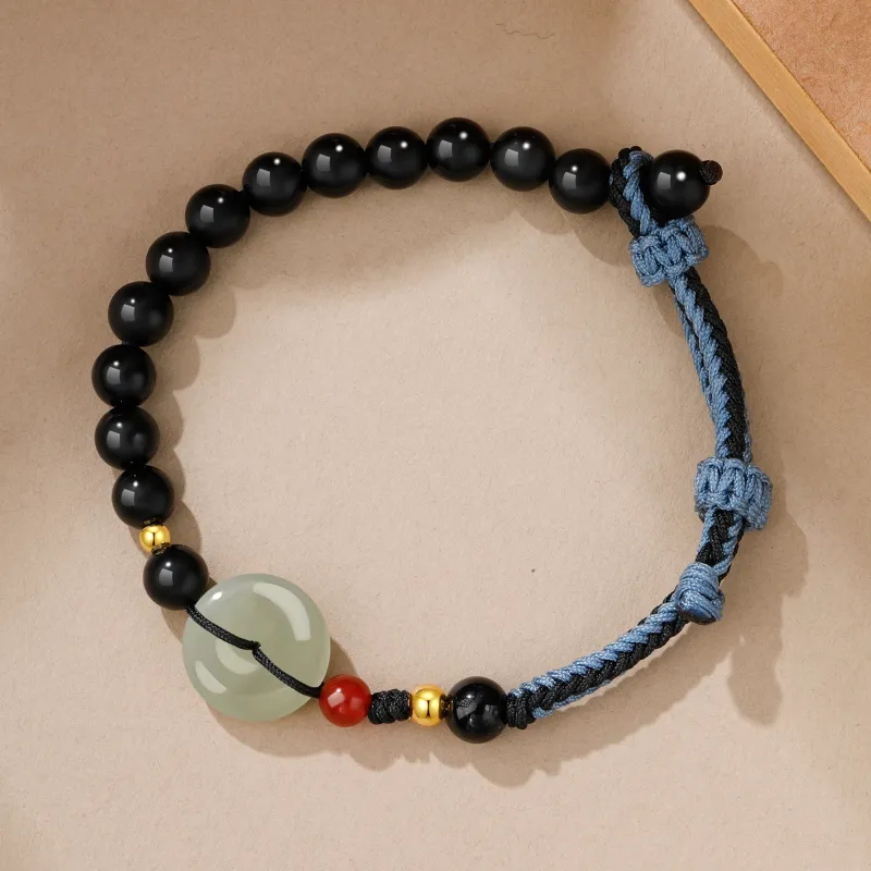 Lao Feng Xiang Hetian Jade Bracelets Green Jade Unisex-2