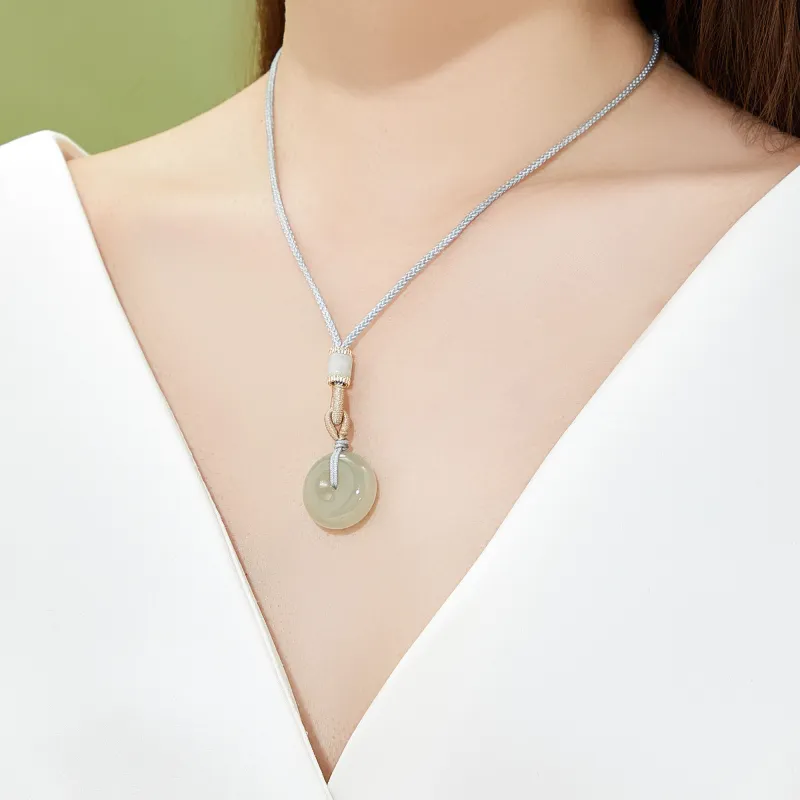 Lao Feng Xiang Hetian Jade Necklaces Green Jade Unisex-2