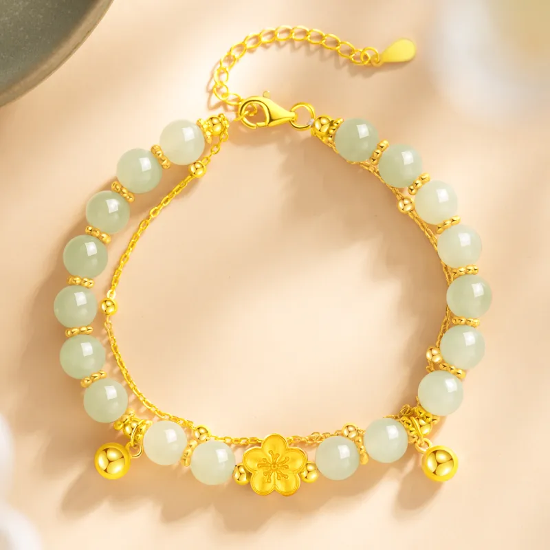 Lao Feng Xiang Bracelets Pale Greenish White Jade Women's-2