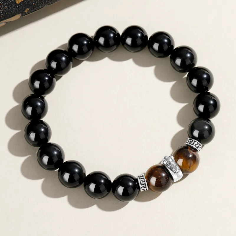 Lao Feng Xiang Natural Obsidian Bracelets Men's-3
