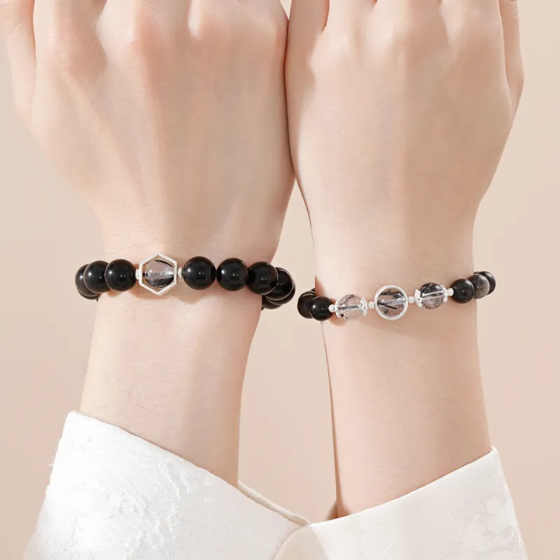 Lao Feng Xiang Natural Obsidian Bracelets Unisex-8