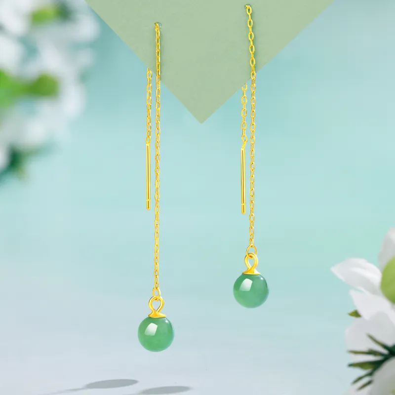 Lao Feng Xiang Chalcedony Jade Earrings Women's-1