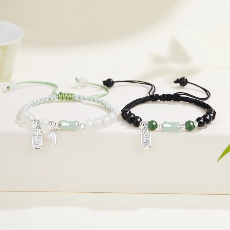 Lao Feng Xiang Hetian Jade Bracelets Green Jade Unisex-13