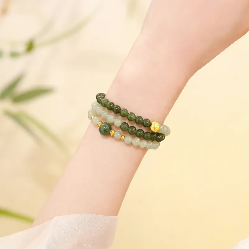 Lao Feng Xiang Bracelets Green Jade Women's-5