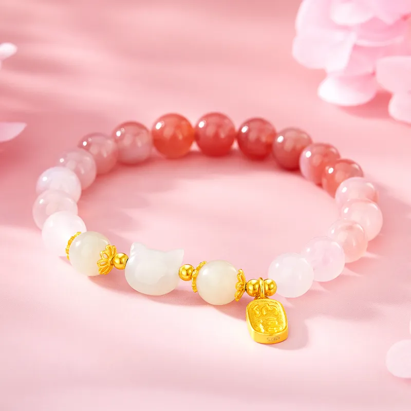 Lao Feng Xiang Hetian Jade Bracelets Lotus Root Powders Women's-1