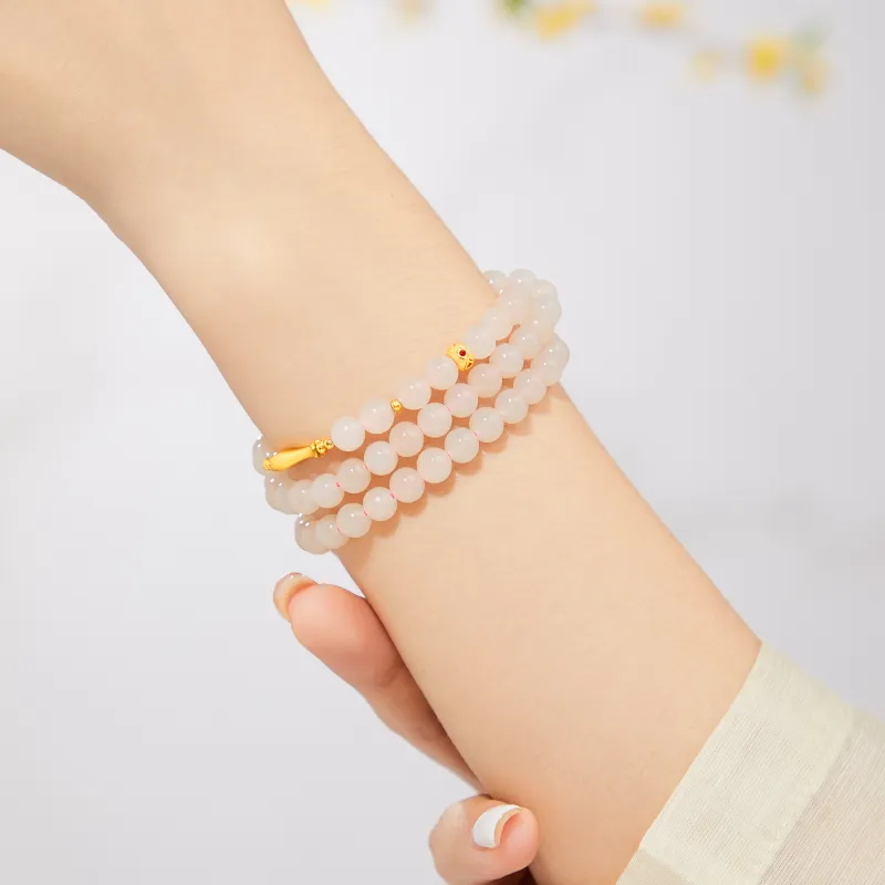 Lao Feng Xiang Hetian Jade Bracelets Dusty Pink Women's-5