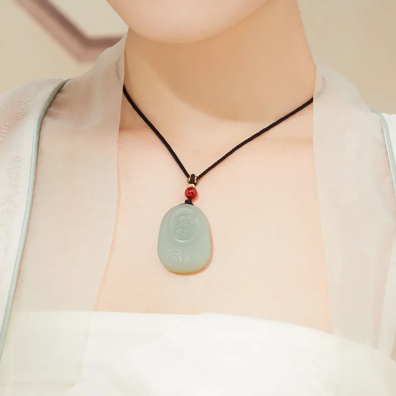 Lao Feng Xiang Hetian Jade Necklaces Green Jade Unisex-1