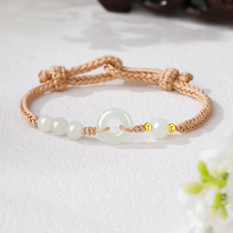 Lao Feng Xiang Hetian Jade Bracelets Green Jade Women's-1