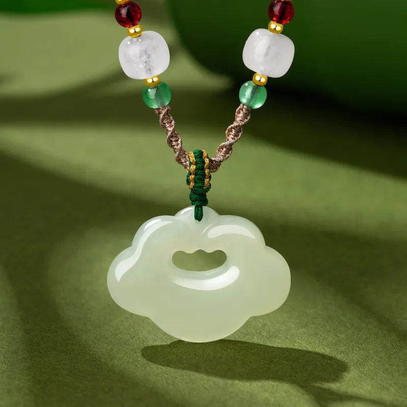 Lao Feng Xiang Hetian Jade Necklaces Green Jade Women's-2