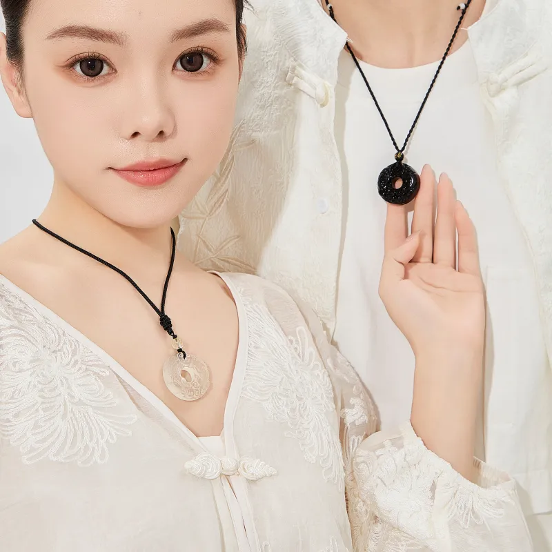 Lao Feng Xiang Chalcedony Jade Necklaces Unisex-13