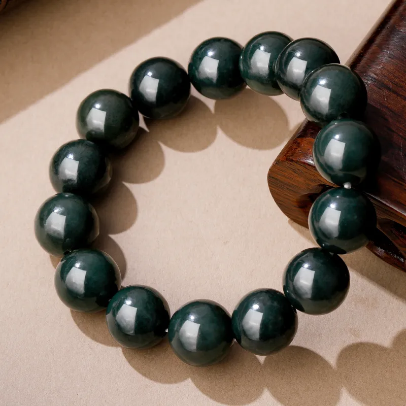 Lao Feng Xiang Hetian Jade Bracelets Black Jade Unisex-1