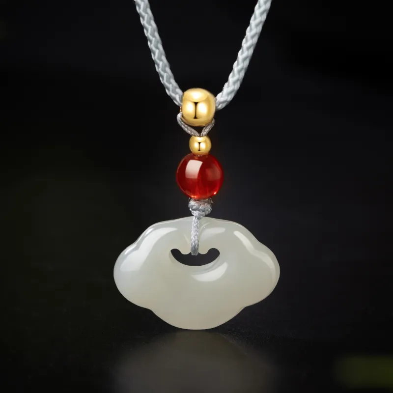 Lao Feng Xiang Hetian Jade Necklaces Green Jade Women's-2