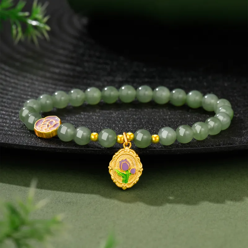 Lao Feng Xiang Beaded Bracelet Girl Jasper Women's-2