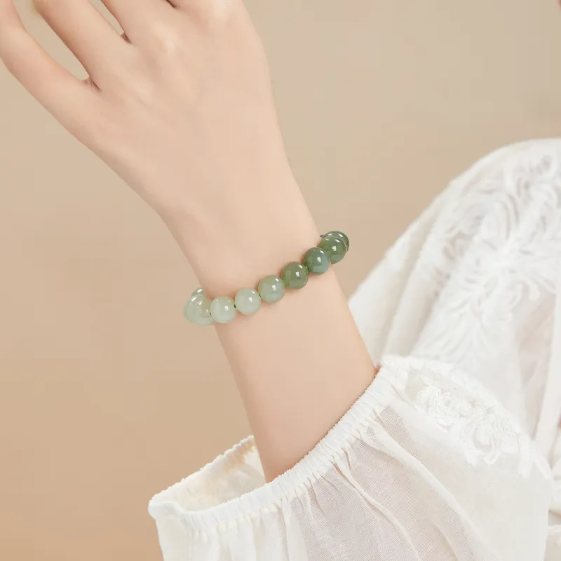 Lao Feng Xiang Hetian Jade Bracelets Green Jade Women's-1