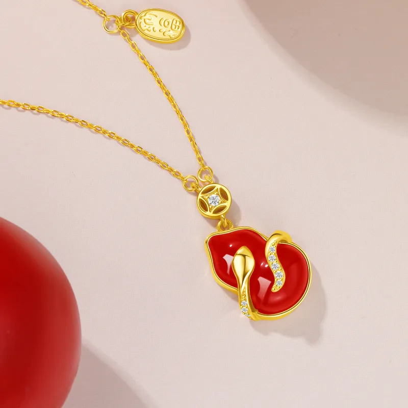 Lao Feng Xiang Agate Necklaces Women's-1