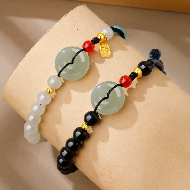 Lao Feng Xiang Hetian Jade Bracelets Green Jade Unisex-11