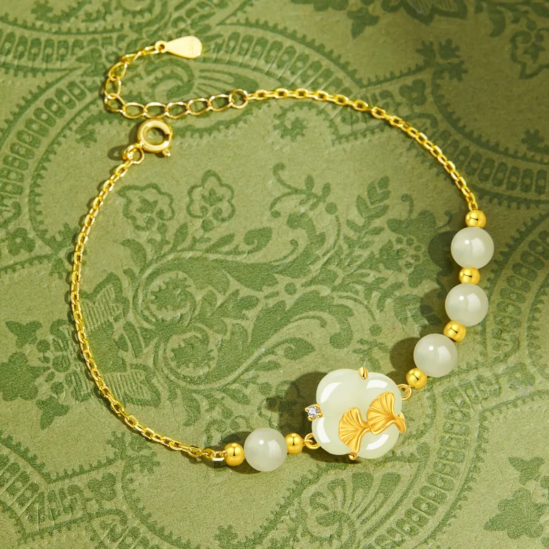 Lao Feng Xiang Bracelets Pale Greenish White Jade Women's-2