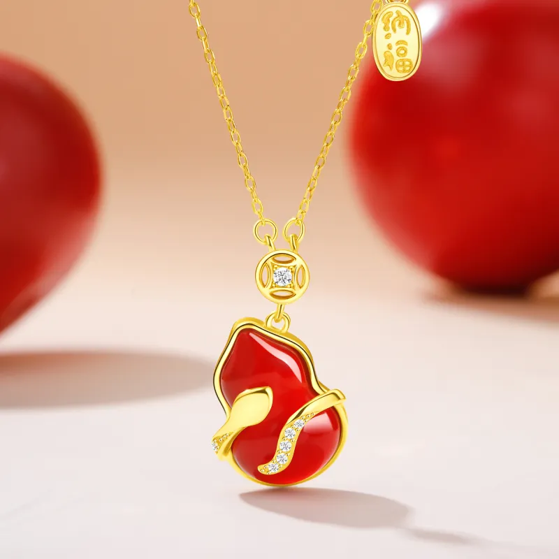 Lao Feng Xiang Agate Necklaces Women's-4
