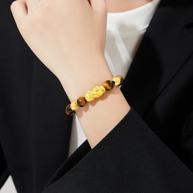 Lao Feng Xiang Tiger's Eye Stone Jade Bracelets Unisex-3