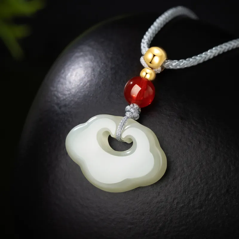 Lao Feng Xiang Hetian Jade Necklaces Green Jade Women's-4
