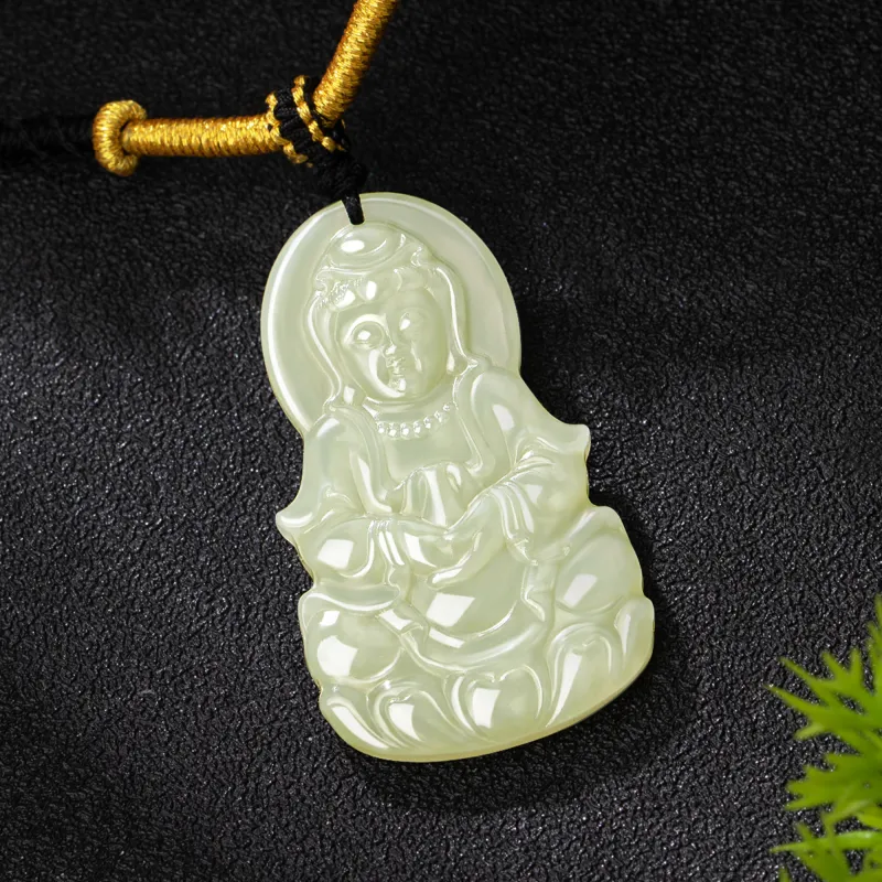 Lao Feng Xiang Hetian Jade Necklaces Green Jade Unisex-6