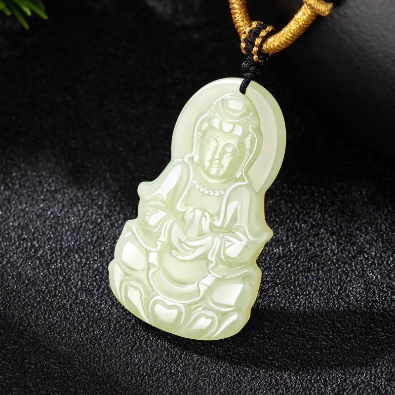 Lao Feng Xiang Hetian Jade Necklaces Green Jade Unisex-4