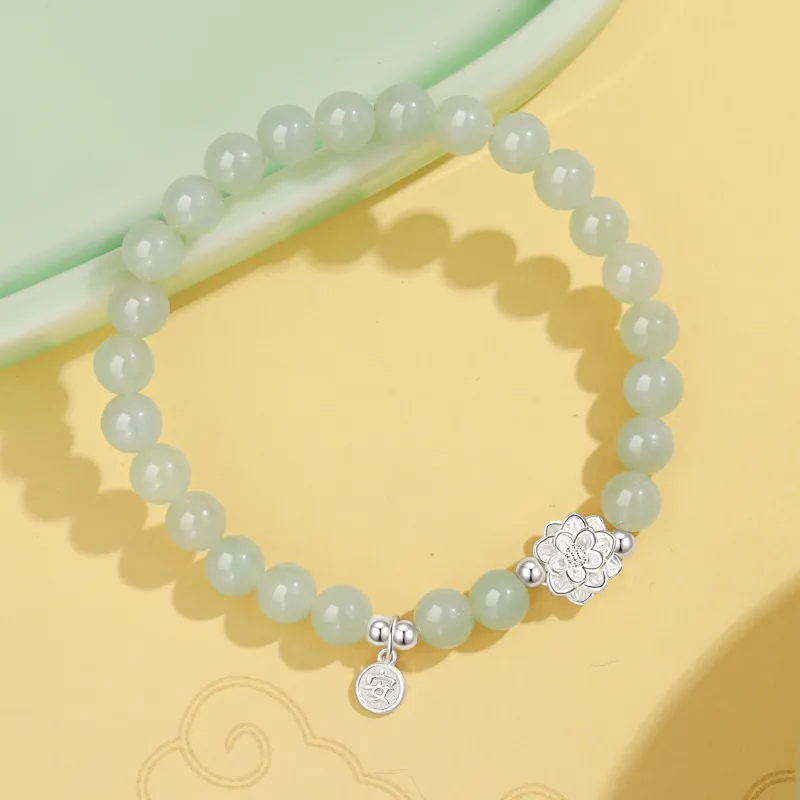 Lao Feng Xiang Hetian Jade Bracelets Green Jade Women's-3