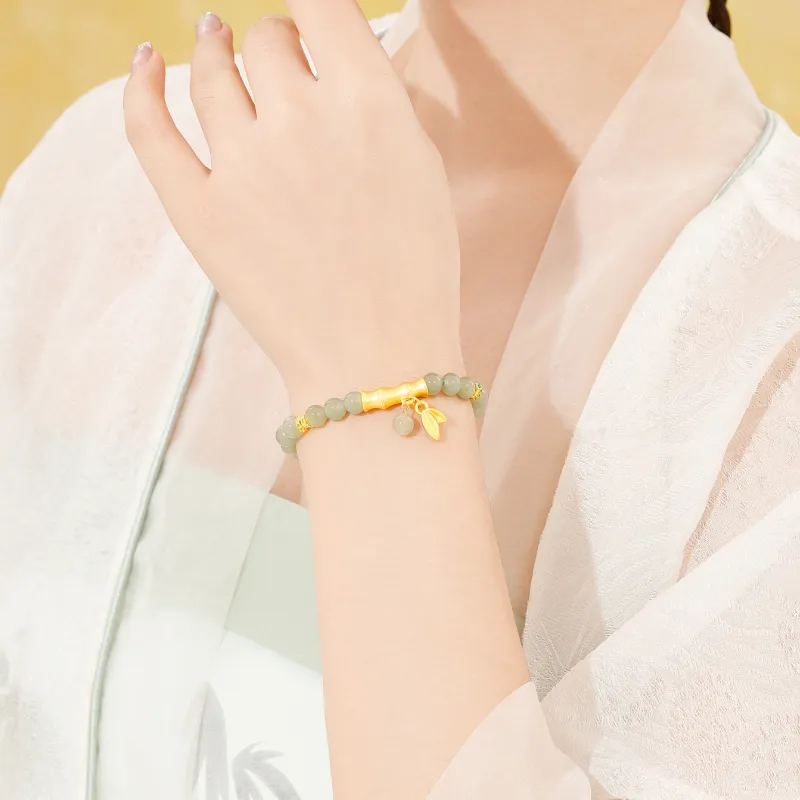 Lao Feng Xiang Hetian Jade Bracelets Green Jade Women's-6