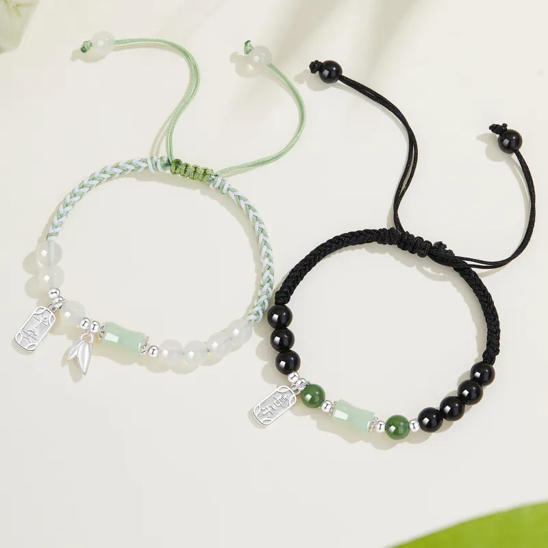 Lao Feng Xiang Hetian Jade Bracelets Green Jade Unisex-15