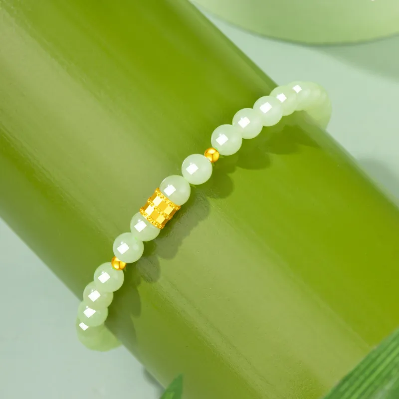 Lao Feng Xiang Hetian Jade Bracelets Green Jade Women's-6
