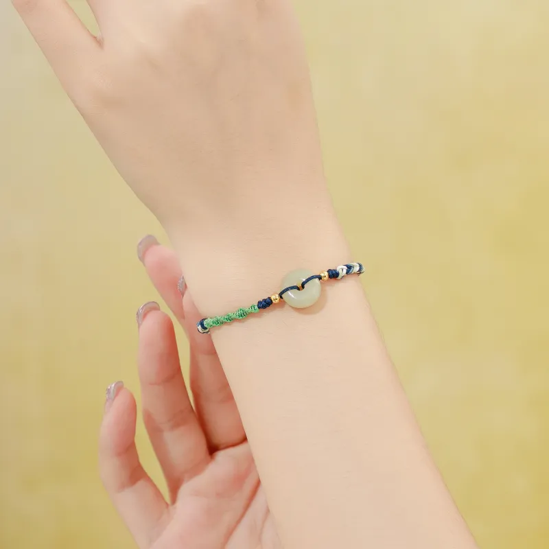Lao Feng Xiang Hetian Jade Bracelets Pale Greenish White Jade Women's-5